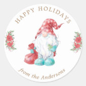 Sticker Rond Noël Gnome Joyeuses Fêtes (Devant)