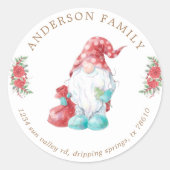 Sticker Rond Noël Gnome Joyeuses Fêtes (Devant)