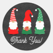 Sticker Rond Noël Gnomes mignons Merci de vacances (Devant)