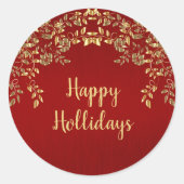 Sticker Rond Noël Golden Feuille Red Holidays (Devant)