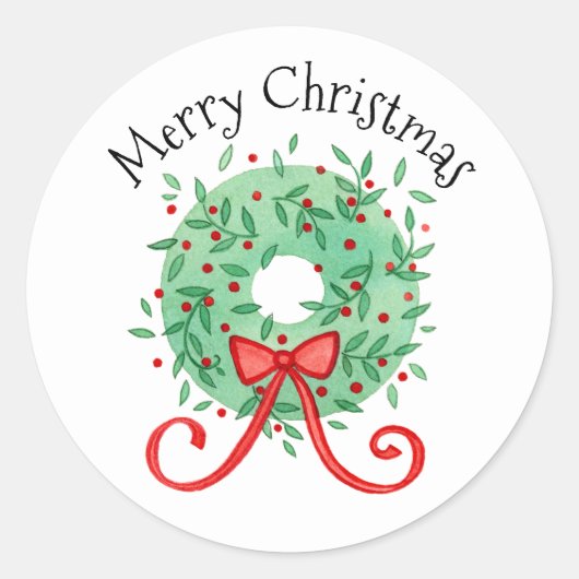 Sticker Rond Noël Green Wain Red Berries (Devant)