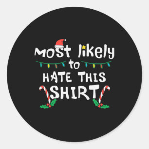 Sticker Rond Noël Hait Probablement Cette Famille Hommes Femmes