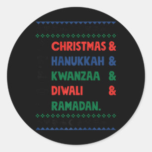 Sticker Rond Noël Hanoukka Kwanzaa Diwali Ramadan Funny Ug