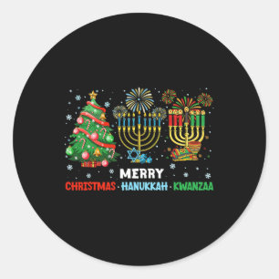 Sticker Rond Noël Hanoukka Kwanzaa Joyeux Joyeux Vacances Corre