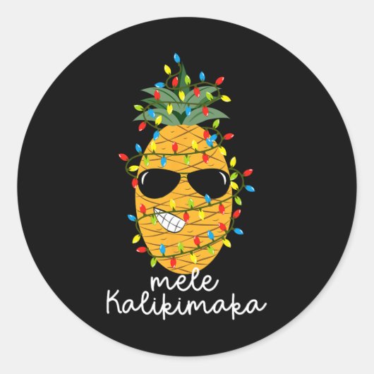 Sticker Rond Noël hawaïen de Mele Kalikimaka (Devant)