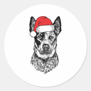 Sticker Rond Noël Heeler Père Noël Chien vacances