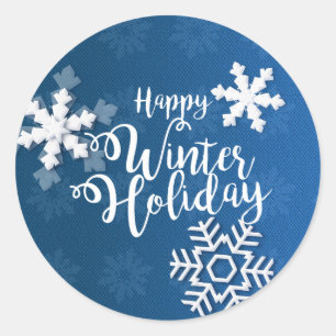 Sticker Rond Noël heureux de vacances d'hiver et nouvelle ann
