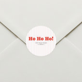 Sticker Rond Noël Ho Ho Ho Rayé Rouge