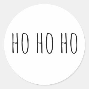 Sticker Rond Noël ho ho ho. Typographie moderne simple