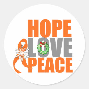 Sticker Rond Noël Holiday Hope Love Peace Leukemia