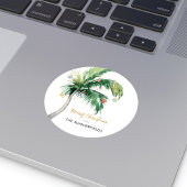 Sticker Rond Noël Holiday Palm Tree Nom de famille