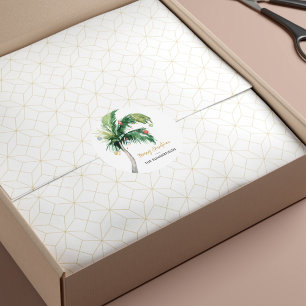 Sticker Rond Noël Holiday Palm Tree Nom de famille