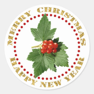 Sticker Rond Noël Holly Berry Nouvel An