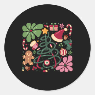 Sticker Rond Noël Infirmière Boho Fleur Stethoscope Infirmière