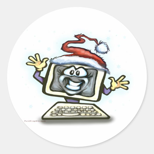 Sticker Rond Noël informatique (Devant)