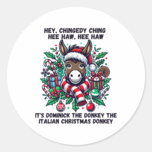 Sticker Rond Noël Italien Noël Donkey Dominick T