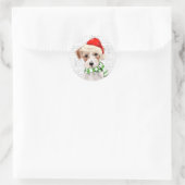 Sticker Rond Noël Jack Russell Terrier Chien Santa Hat (Sac)