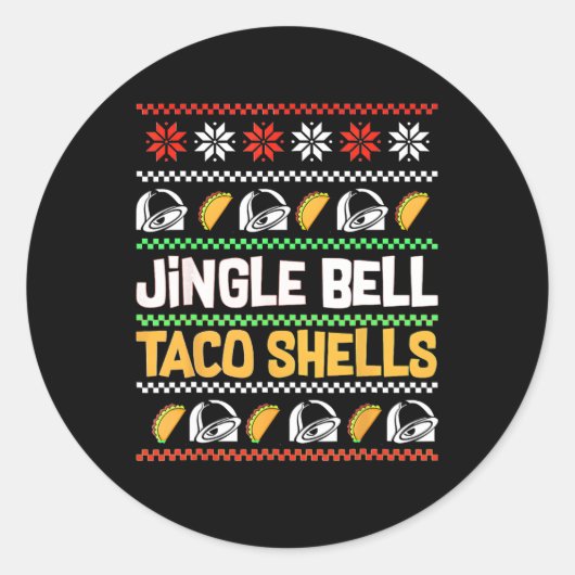 Sticker Rond Noël Jingle Bells Taco Coques drôle Mauvais Noël (Devant)