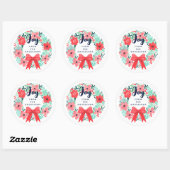 Sticker Rond Noël Joie Bow Wreath Blue Holiday (Feuille)