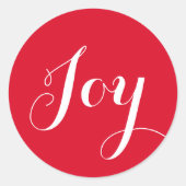 Sticker Rond Noël Joie Rouge Blanc Typographie Enveloppe Sceau (Devant)