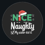 Sticker Rond Noël Jolie Soeur Fille L'A Fait Noël Famille B<br><div class="desc">Noël Jolie Soeur Fille L'A Fait Noël Garçons Famille Filles 5</div>