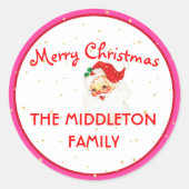 Sticker Rond Noël Jolly Santa Claus Pink Fun Joyeux (Devant)