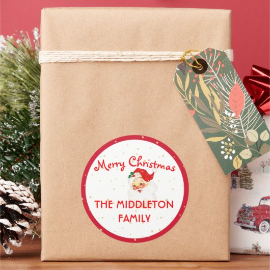 Sticker Rond Noël Jolly Santa Claus Red Fun Joyeux (vacances)