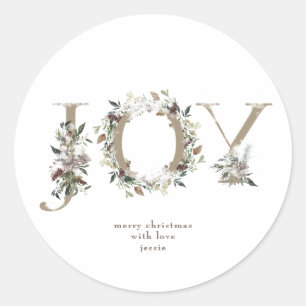 Sticker rond Noël JOY Kraft Vacances Florales