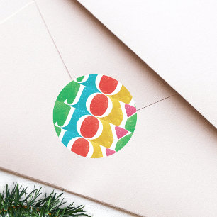 Sticker Rond NOËL joyeux AMOUR PAIX JOIE moderne et COLORÉ