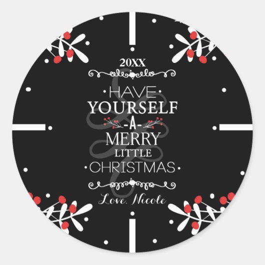 Sticker Rond Noël Joyeux...Baies Rouges Fêtes (Devant)