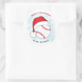 Sticker Rond Noël Joyeux du baseball de Santa Hat (Sac)