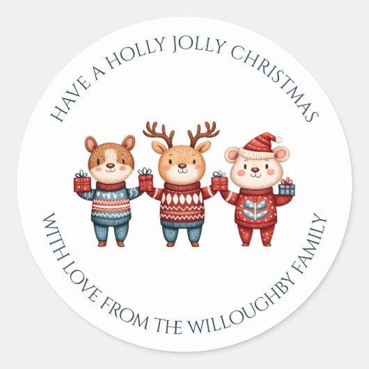Sticker Rond Noël joyeux et charmant (Devant)