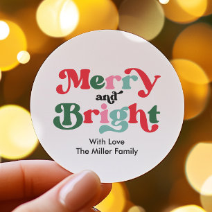 Sticker Rond Noël Joyeux Et Coloré Lumineux Cadeau De Vacances