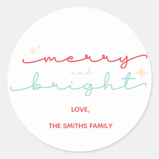 Sticker Rond Noël Joyeux et rouge rose vif (Devant)