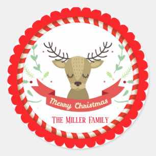 Sticker Rond Noël Joyeux Noël Reinder