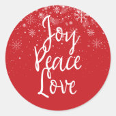 Sticker Rond Noël Joyeux Paix Amour (Devant)