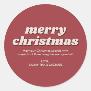 Sticker Rond Noël joyeux rouge rétro
