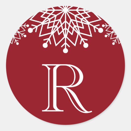 Sticker Rond Noël joyeux | Sceau d'enveloppe rouge et blanc (Devant)