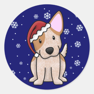 Sticker Rond Noël Kawaii Red Heeler