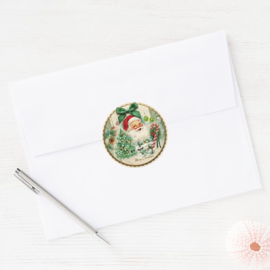 Sticker Rond Noël Kitschmas nostalgique (Enveloppe)
