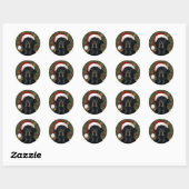 Sticker Rond Noël labrador noir (Feuille)