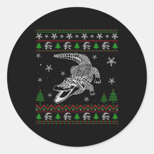 Sticker Rond Noël laid pour les amateurs d'alligator amusant la