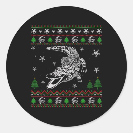 Sticker Rond Noël laid pour les amoureux de l'alligator amusant (Devant)