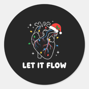 Sticker Rond Noël Laissez Faire Cardiaque Cœur Drôle Infirmière