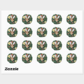 Sticker Rond Noël lapin (Feuille)