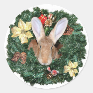 Sticker Rond Noël lapin