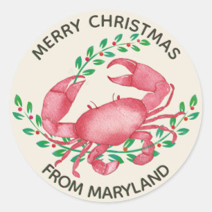 Sticker Rond Noël le plus joyeux du crabe du Maryland