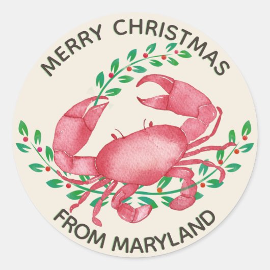 Sticker Rond Noël le plus joyeux du crabe du Maryland (Devant)