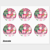 Sticker Rond Noël Llama rose (Feuille)