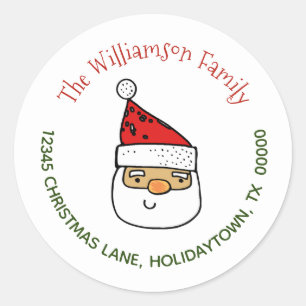 Sticker Rond Noël lunatique du père noël d'adresse de retour
